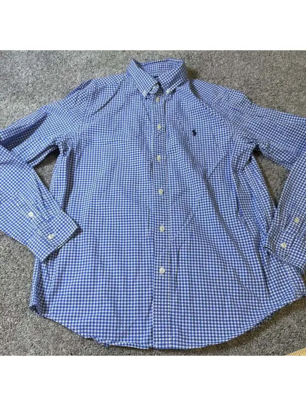 Ralph Lauren Boy’s Blue Gingham Button Down Shirt size XL (18-20)